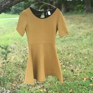 Mustard yellow quilted skater dress